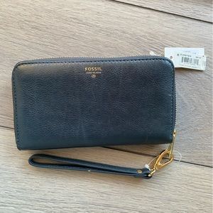 FOSSIL Navy Leather Wallet - NWT